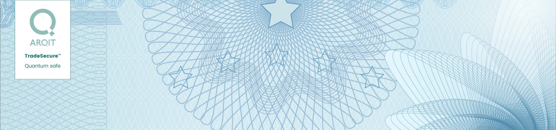 The Arqit TradeSecure logo against a blue background